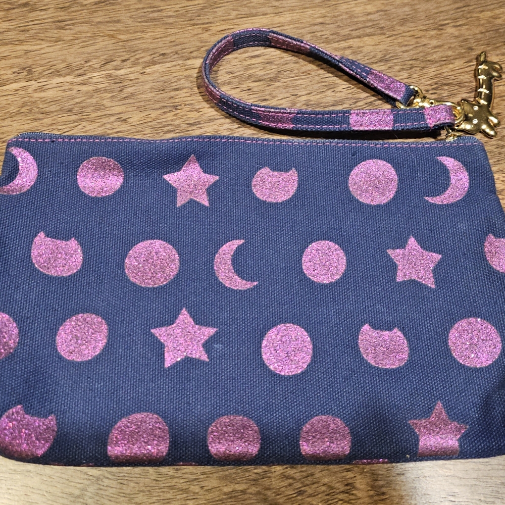 Tsumori Chisato Navy and Metallic Pink Patterned Clutch